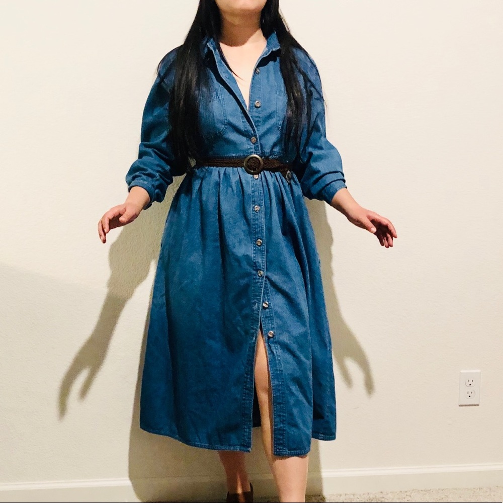 Vintage Midi Button Front Jean Dress (size 12p) - Picture 4 of 7